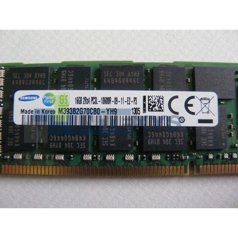 Barrette Mémoire Serveur Dell 16GB DDR3 - PC3L-12800R - 2Rx4 - Pour Serveur 11/12 Génération - Occasion