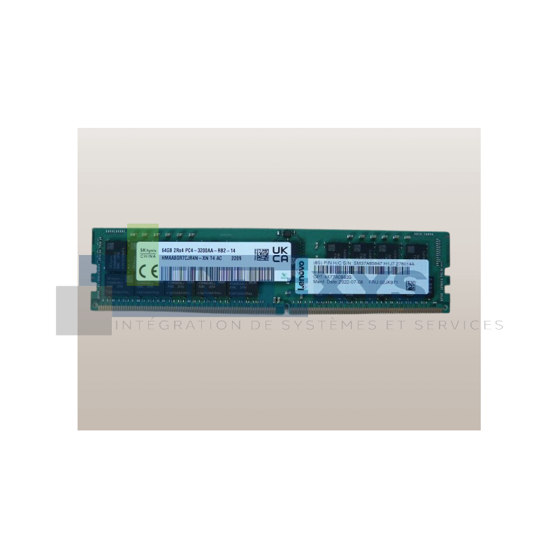 Barrette mémoire LENOVO 64 Go PC4 2RX4 3200 Mhz (02JG340)