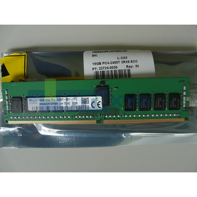 Barrette Mémoire HYNIX 16Go PC4-2400T 2Rx8 ECC DDR4 SDRAM (HMA82GR7AFR8N-UH)